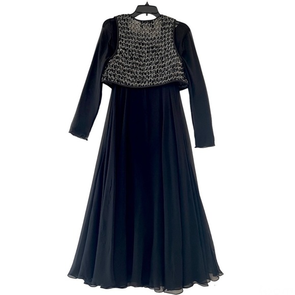 JEANNENE BOOHER Dead-stock Vintage Black Silk Georgette Dress with Sequin Vest - Picture 8 of 16